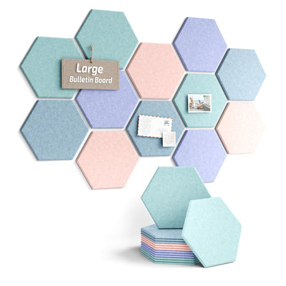 Blue Hexagon Felt Pin Board Tiles, 12 Pack