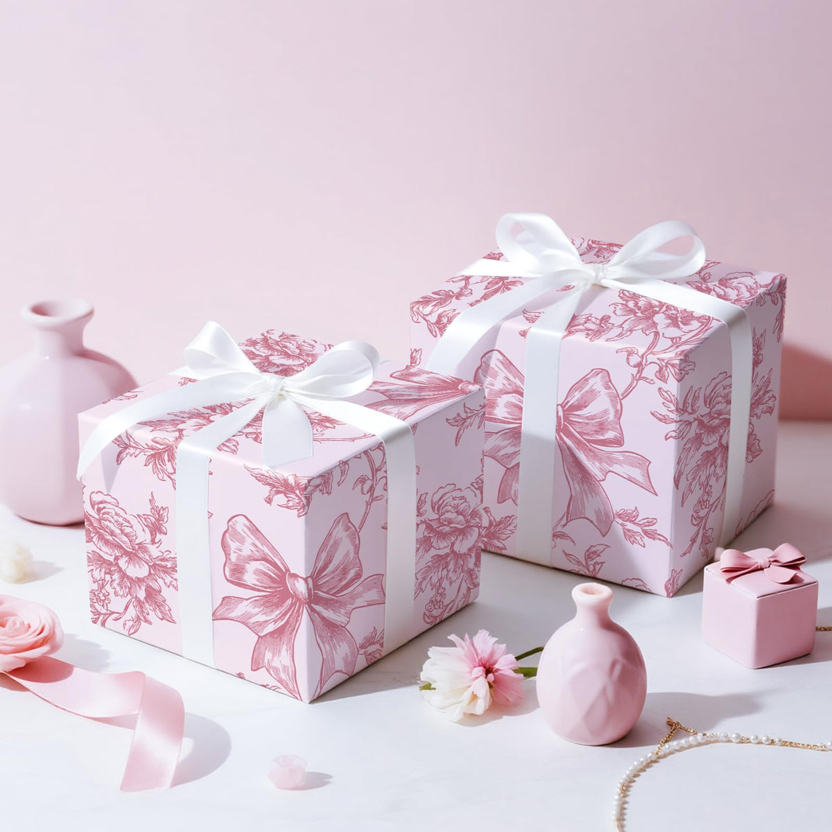 Reversible Toile Christmas Wrapping Paper