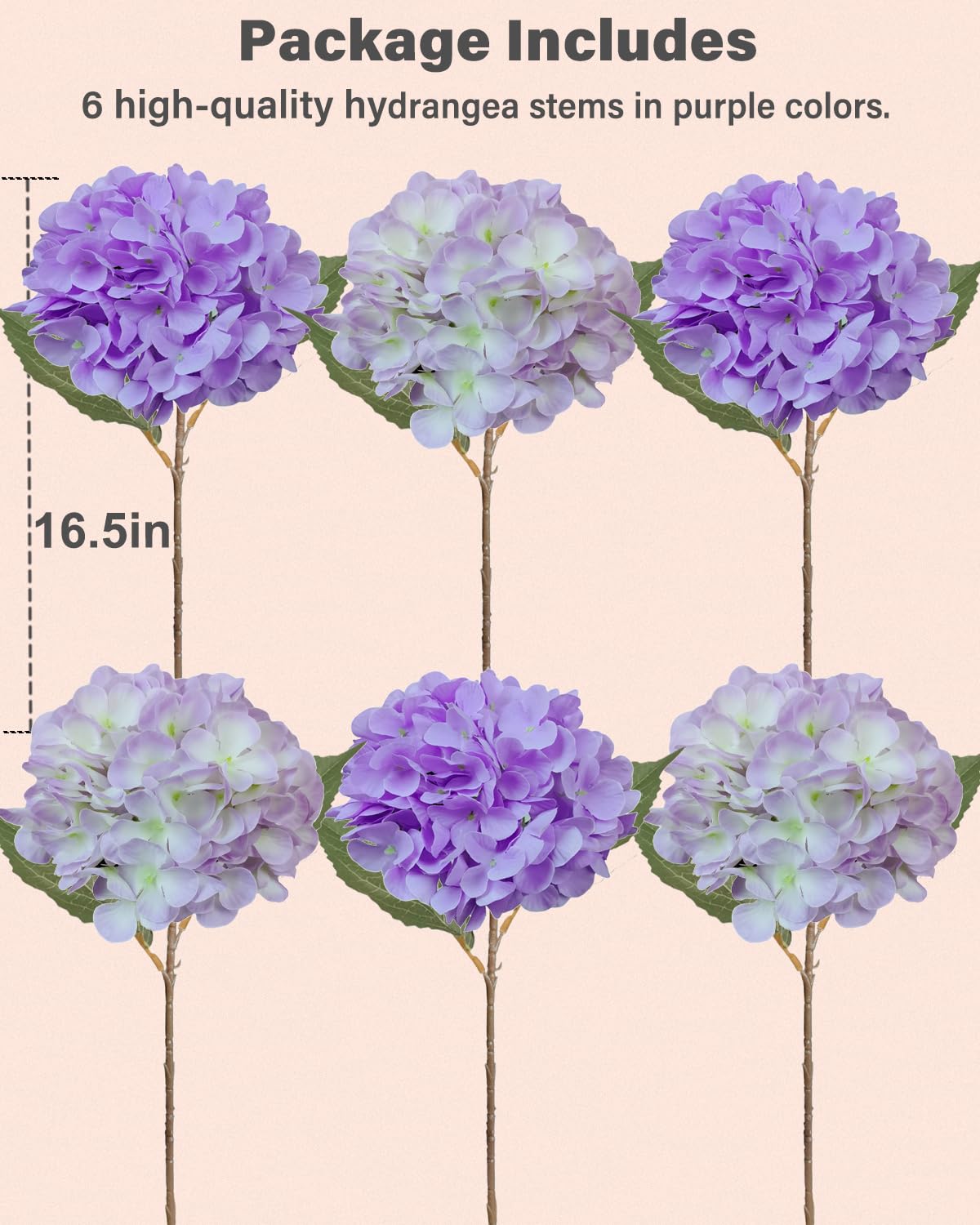 Blue Hydrangea Faux Flowers, 6 Stems
