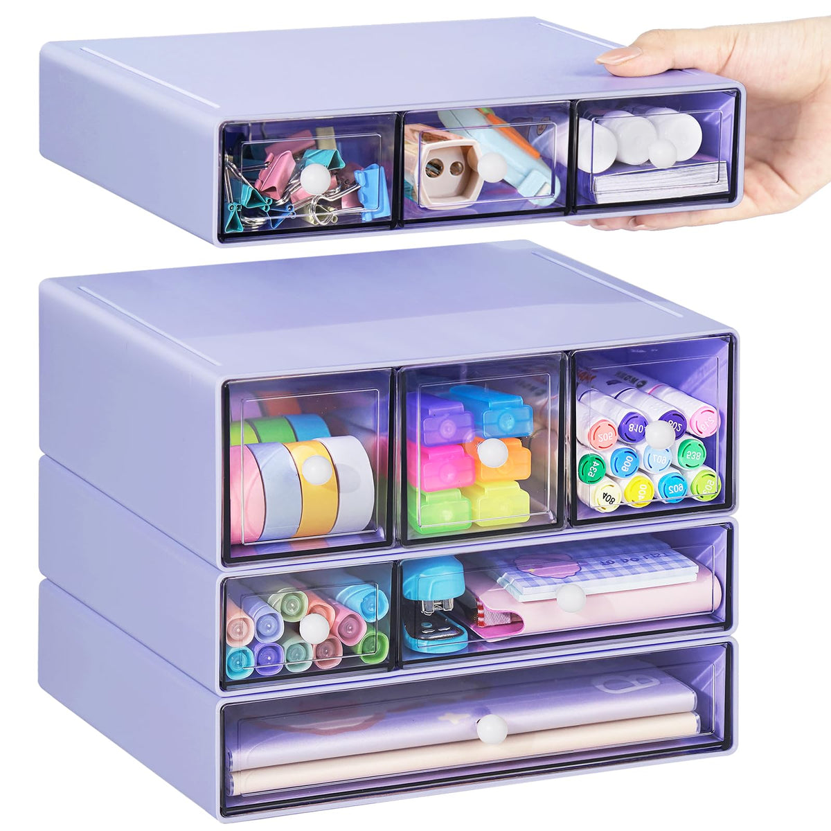 Blue 9-Drawer Desktop Storage Organizer