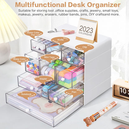 Blue 9-Drawer Desktop Storage Organizer
