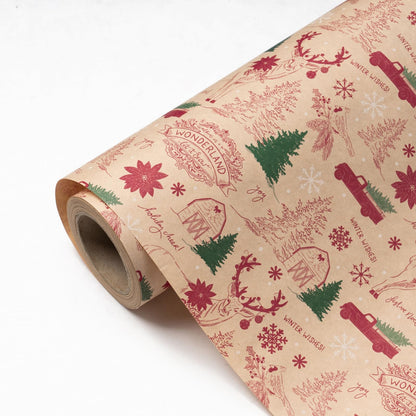 Blue Toile Christmas Wrapping Paper