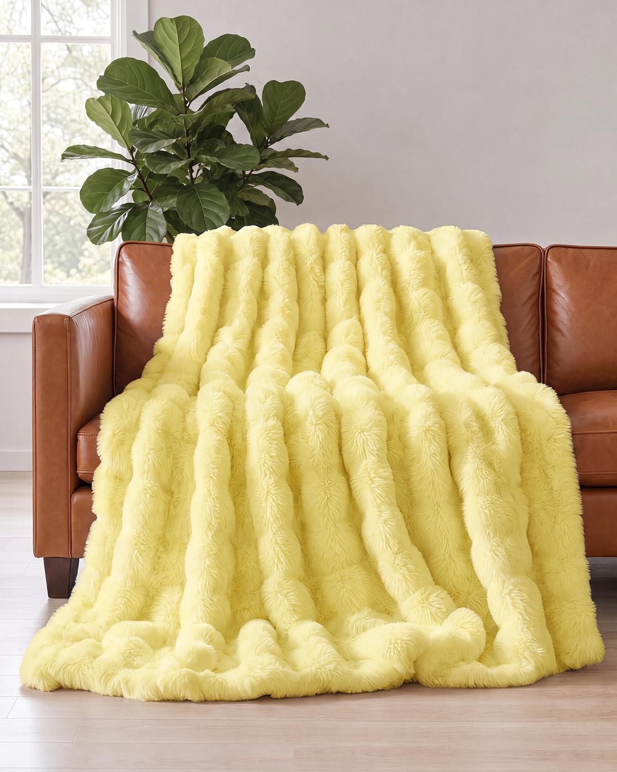 Faux Fur Bubble Throw Blanket, 50 x 60 Inch