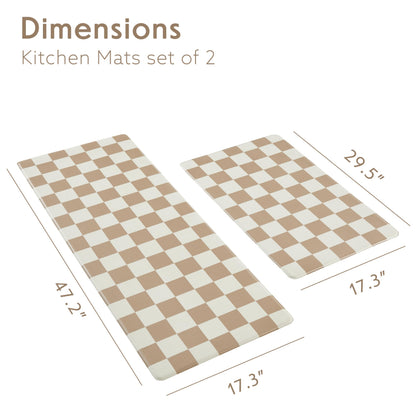 Navy Checkered Kitchen Mats, Set of 2