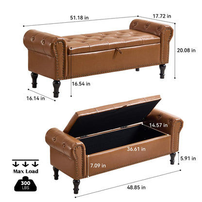 Navy Velvet Tufted Storage Bench