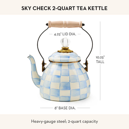 MacKenzie-Childs Enamel Tea Kettle, Royal Check