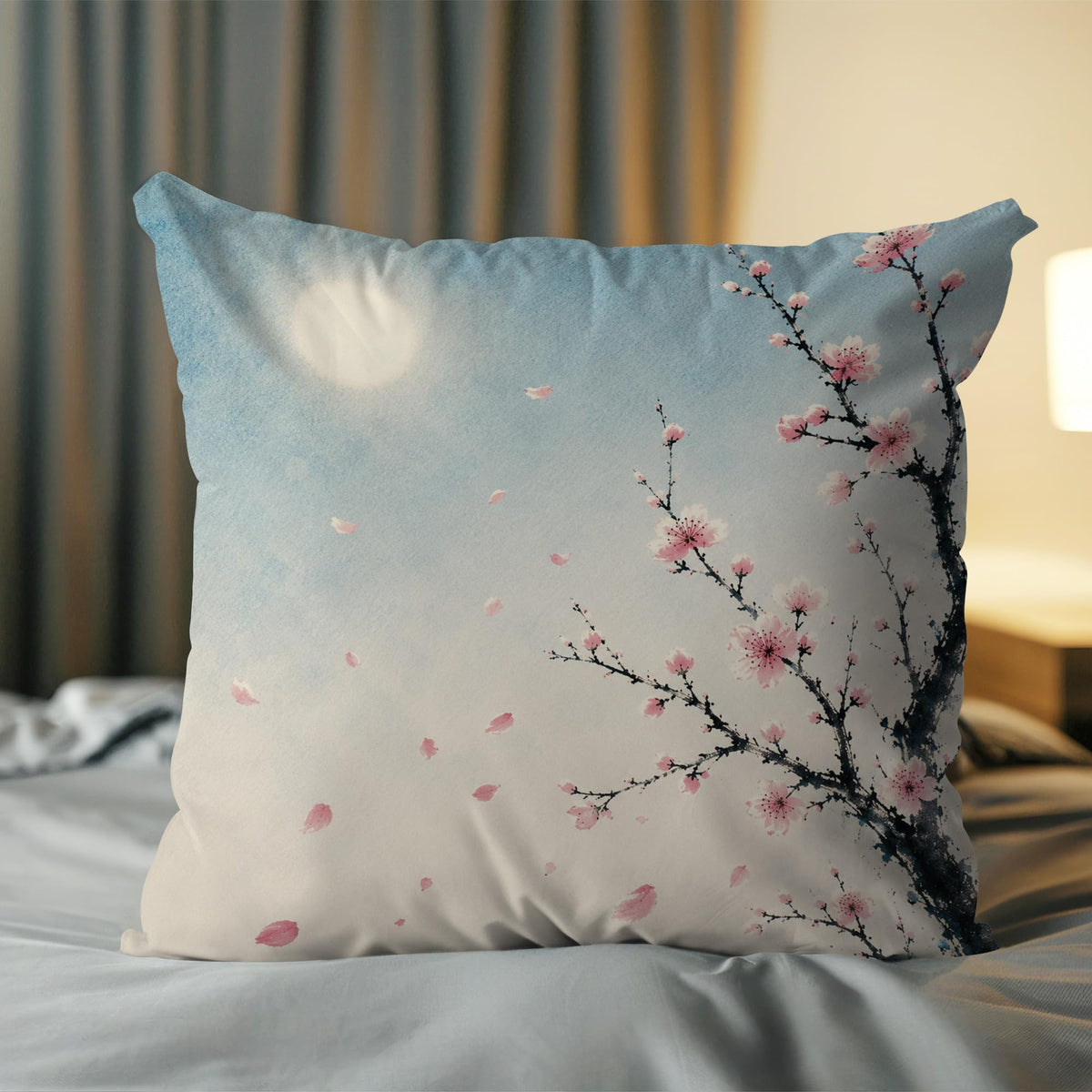Blue Chinoiserie Bird and Peony Pillow Cover, 18x18