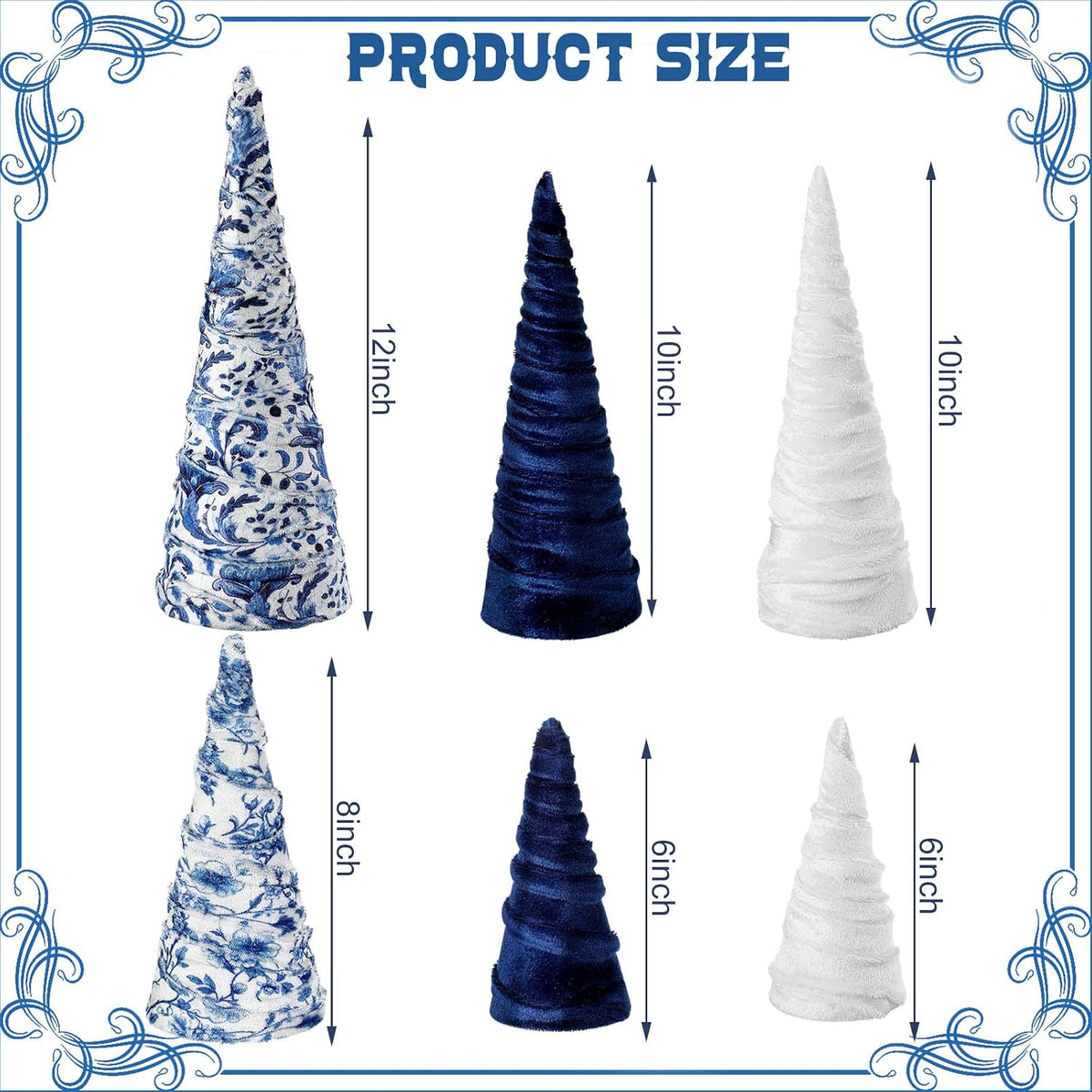 Chinoiserie Velvet Christmas Trees, Set of 6