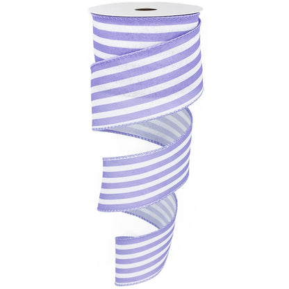 Royal Blue and White Striped Wired Ribbon, 2.5 Inch