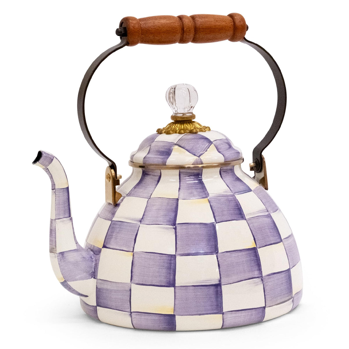 MacKenzie-Childs Enamel Tea Kettle, Royal Check