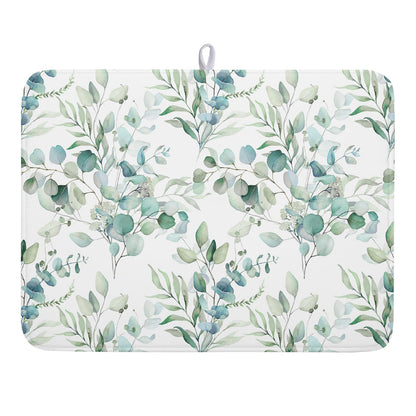 Blue Chinoiserie Floral Dish Drying Mat