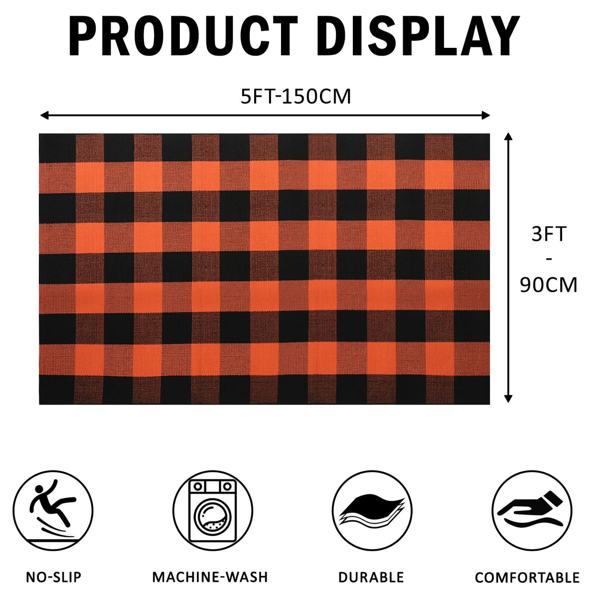 Blue Buffalo Plaid Outdoor Rug, 27.5x43