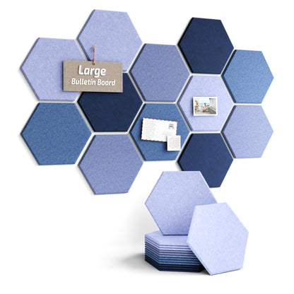 Blue Hexagon Felt Pin Board Tiles, 12 Pack