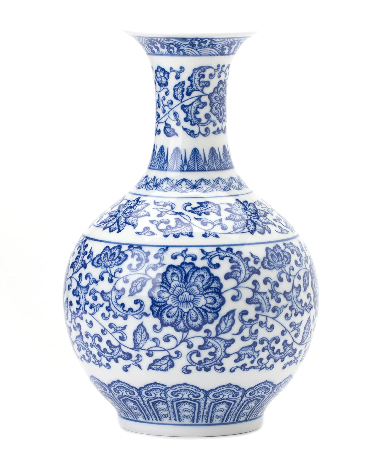 GaLouRo Blue and White Ginger Jar Vase, 9 to 10 Inch