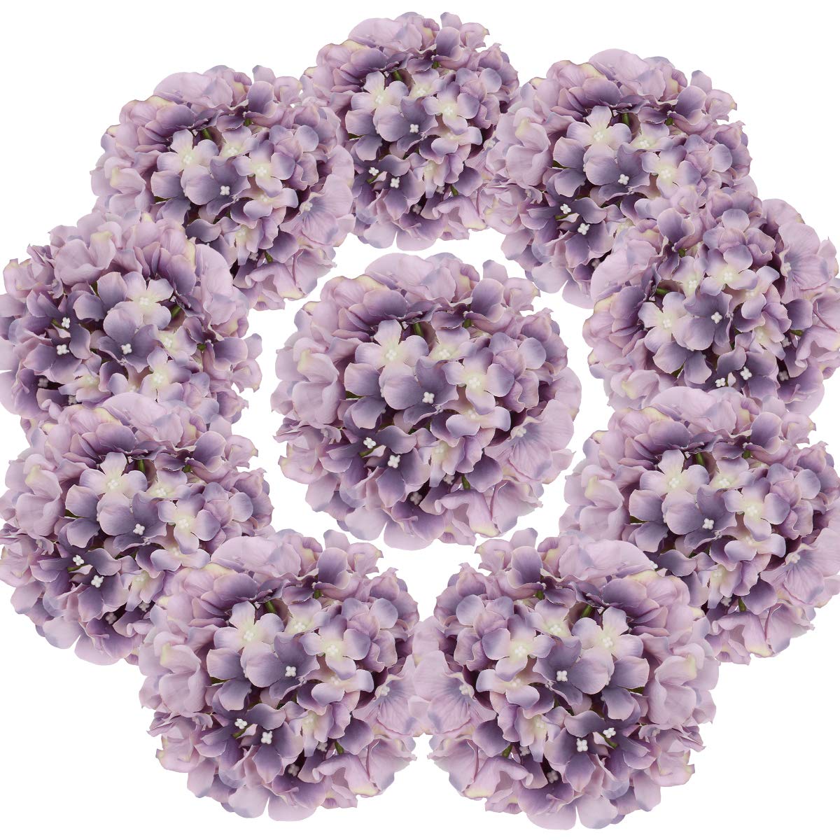 Silk Hydrangea Heads with Stems, Pack of 10