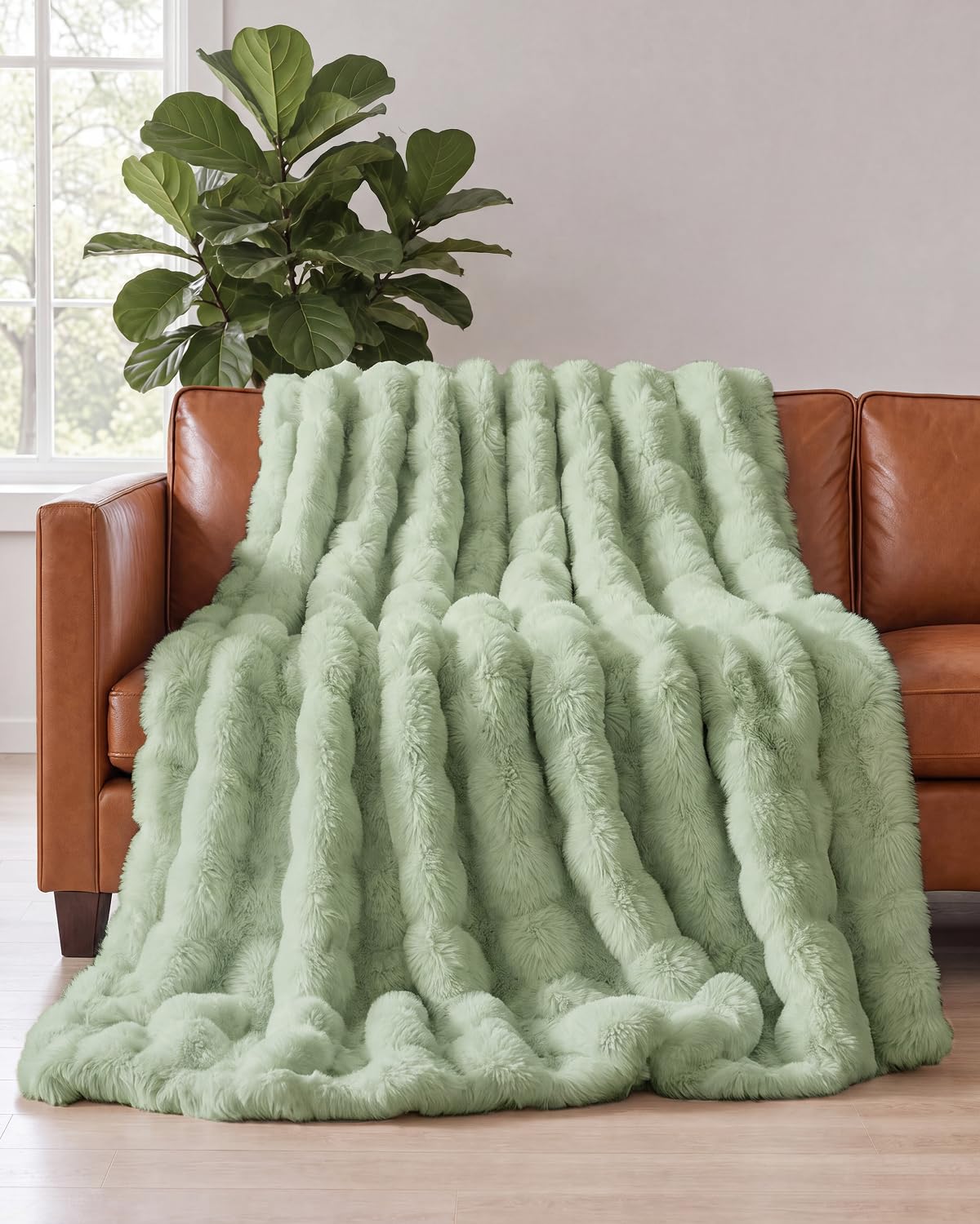 Faux Fur Bubble Throw Blanket, 50 x 60 Inch