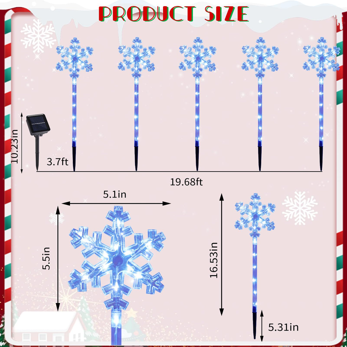 Solar Snowflake Pathway Lights, 10 Pack