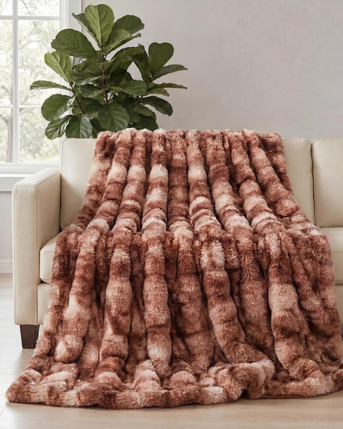 Faux Fur Bubble Throw Blanket, 50 x 60 Inch