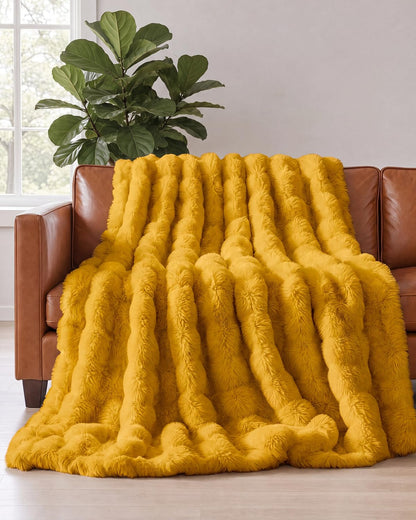 Faux Fur Bubble Throw Blanket, 50 x 60 Inch