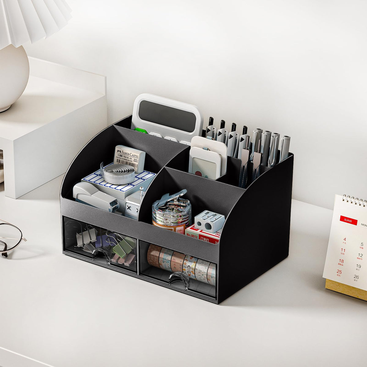 Blue Desk Organizer with 2 Drawers