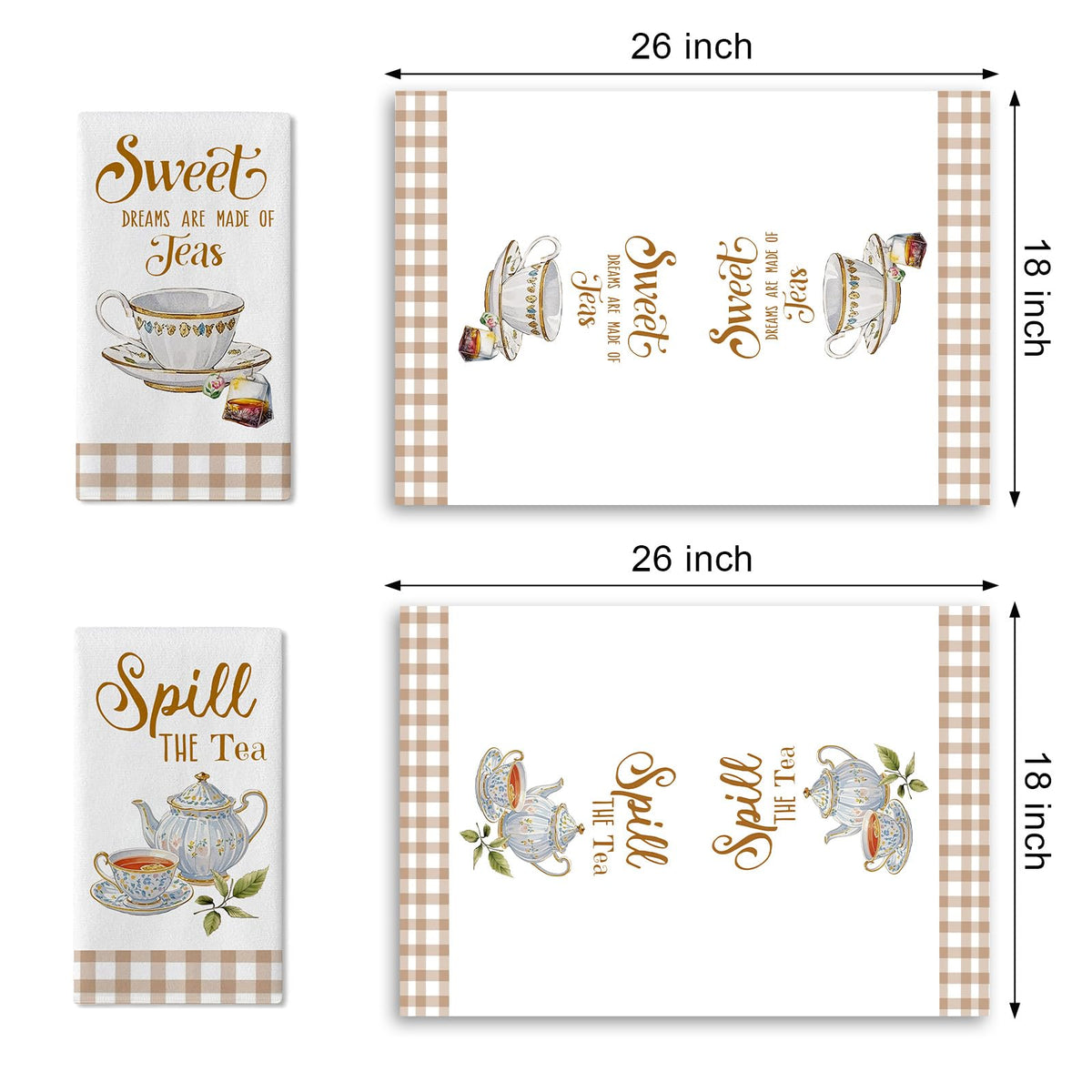 Vintage Floral Kitchen Towels, Set of 2