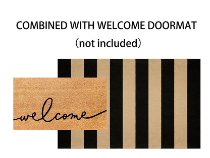 Light Blue Buffalo Plaid Cotton Door Mat, 24x35