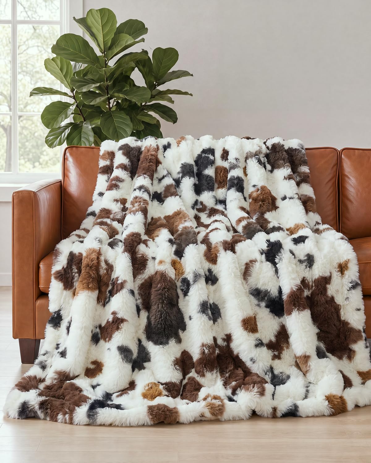 Faux Fur Bubble Throw Blanket, 50 x 60 Inch
