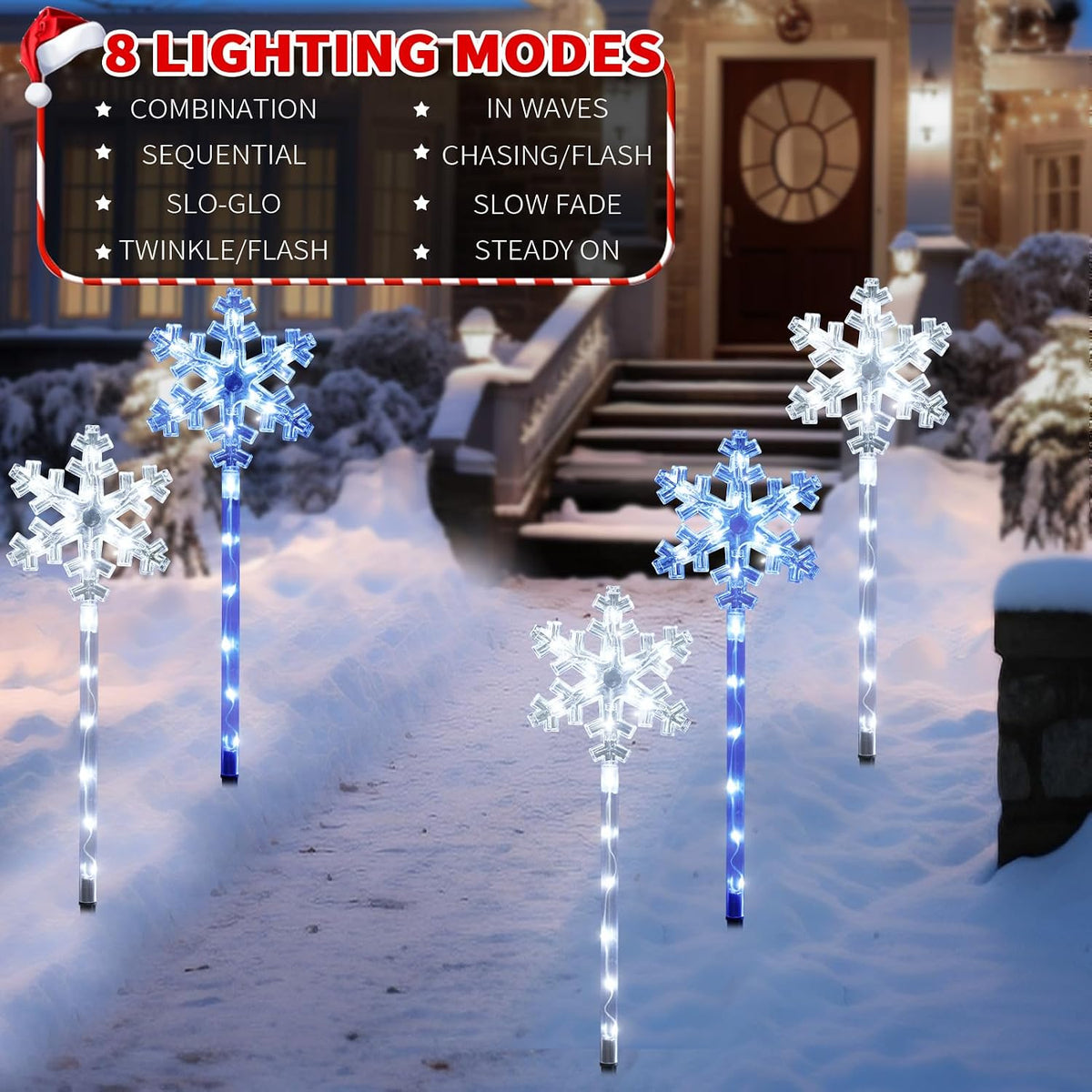 Solar Snowflake Pathway Lights, 10 Pack