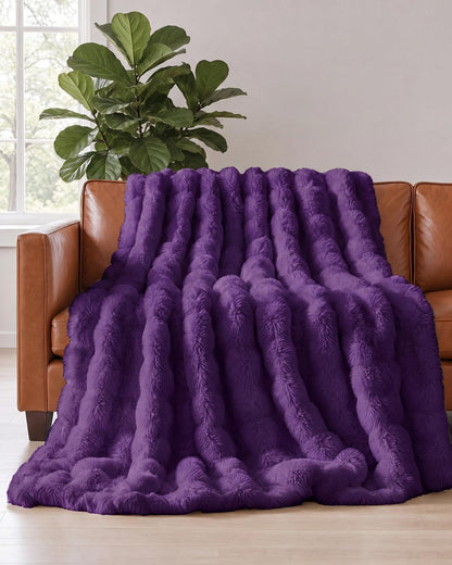 Faux Fur Bubble Throw Blanket, 50 x 60 Inch