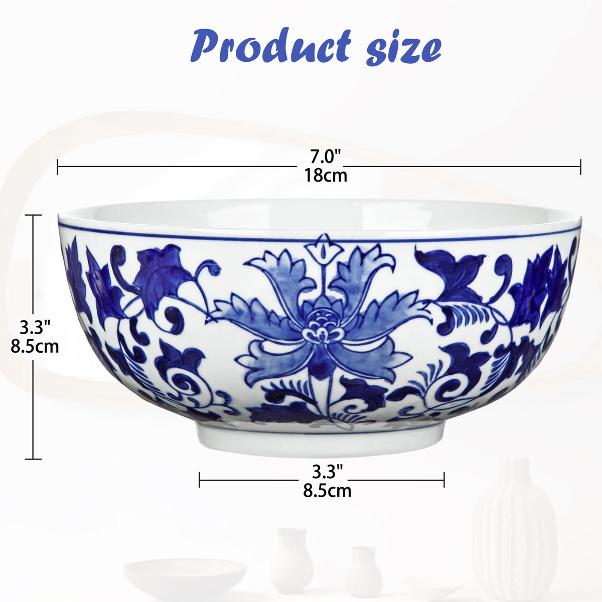 Blue and White Chinoiserie Bowl Planter, 9 Inch