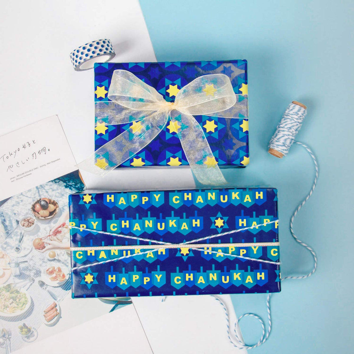 Christmas Wrapping Paper Rolls, Blue and Silver, 4 Rolls