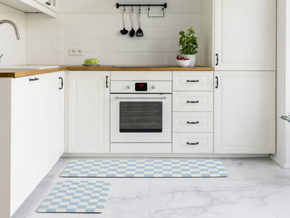 Navy Checkered Kitchen Mats, Set of 2