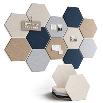 Blue Hexagon Felt Pin Board Tiles, 12 Pack