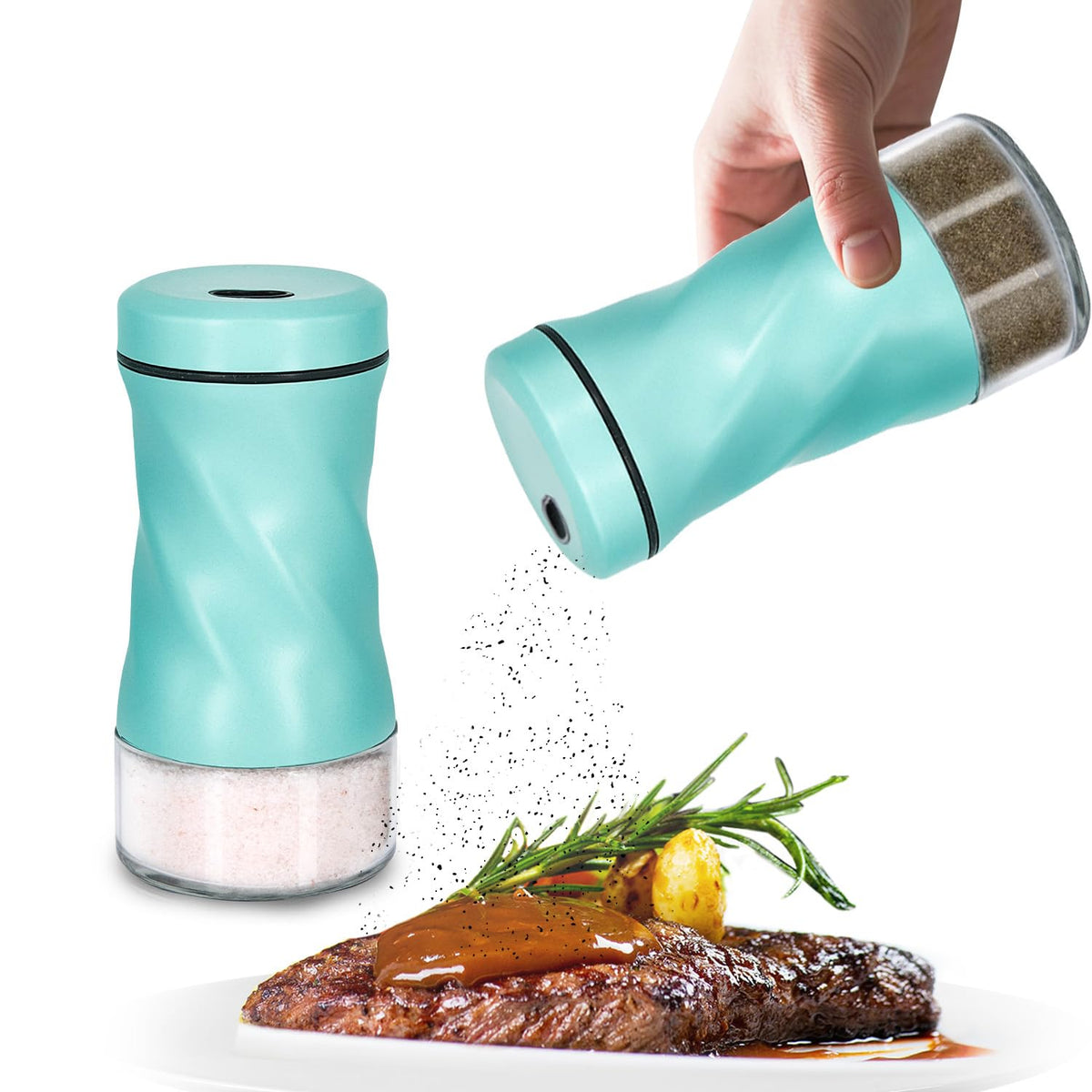 Glass Salt and Pepper Shakers, Adjustable, 4 oz, Set of 2