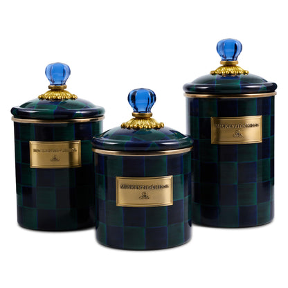 MacKenzie-Childs Enamel Canister Set, Royal Check