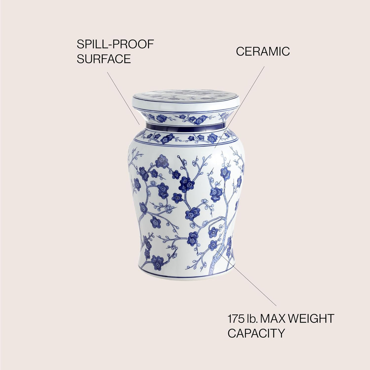 Jonathan Y Cherry Blossom Garden Stool, 18"