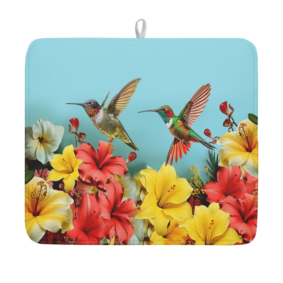 Blue Chinoiserie Floral Dish Drying Mat