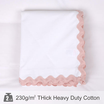 Scalloped Cotton Shower Curtain, White and Blue