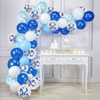 Royal Blue and White Confetti Balloons, 50 Pack