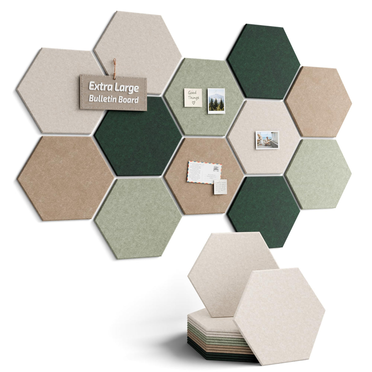 Blue Hexagon Felt Pin Board Tiles, 12 Pack