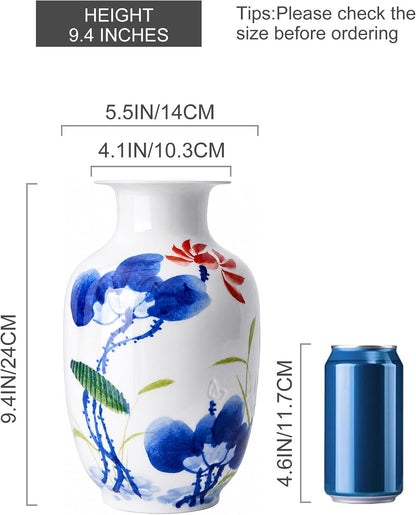 Blue and White Chinoiserie Vase, 8 or 9 Inch