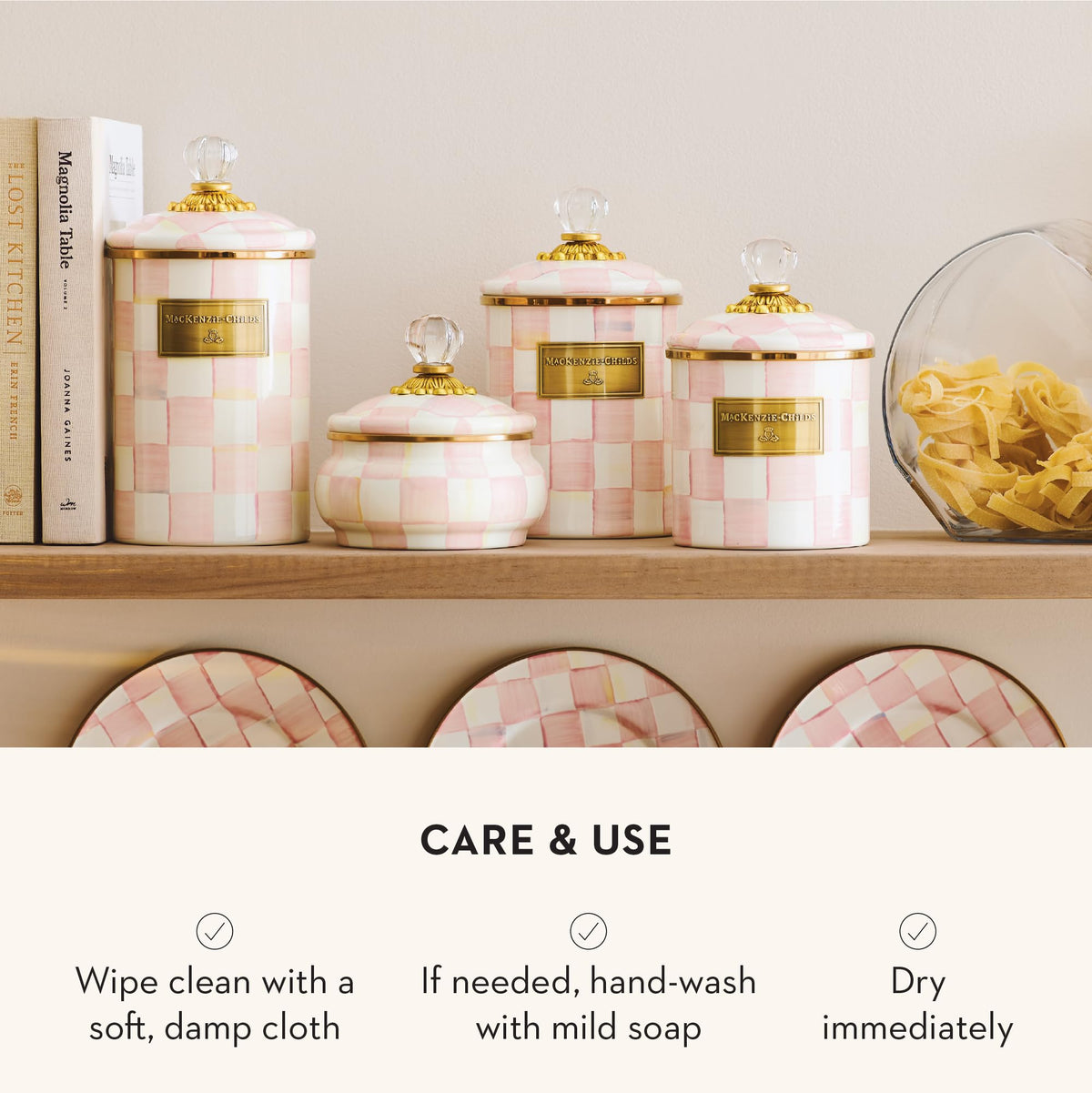MacKenzie-Childs Enamel Canister Set, Royal Check