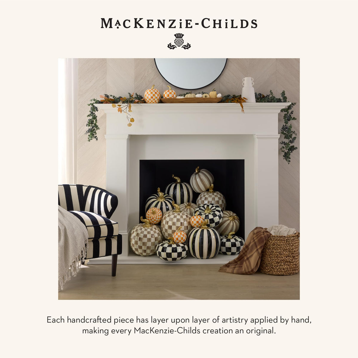 MacKenzie-Childs Resin Pumpkin, Royal Check
