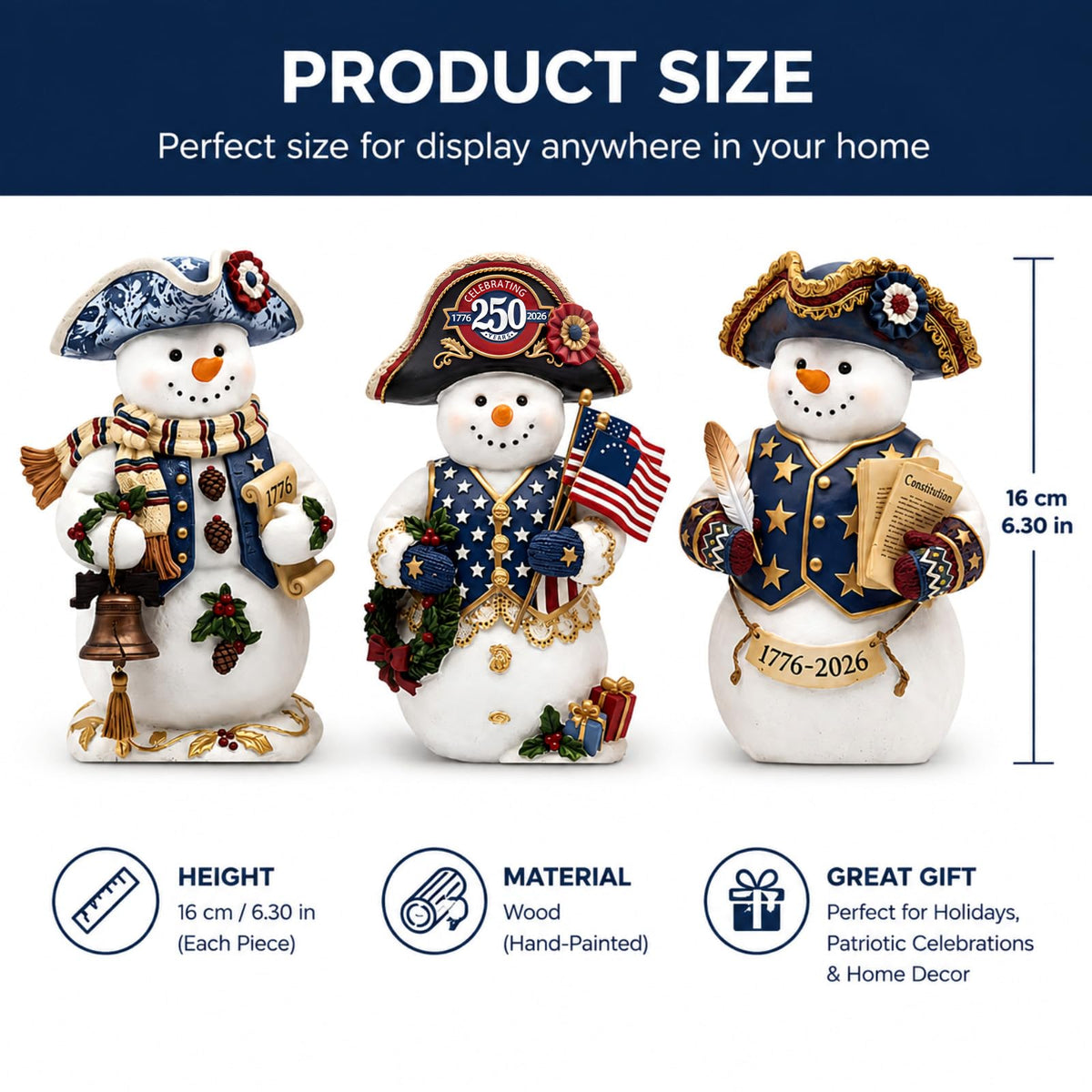 Chinoiserie Wooden Snowmen, Set of 3