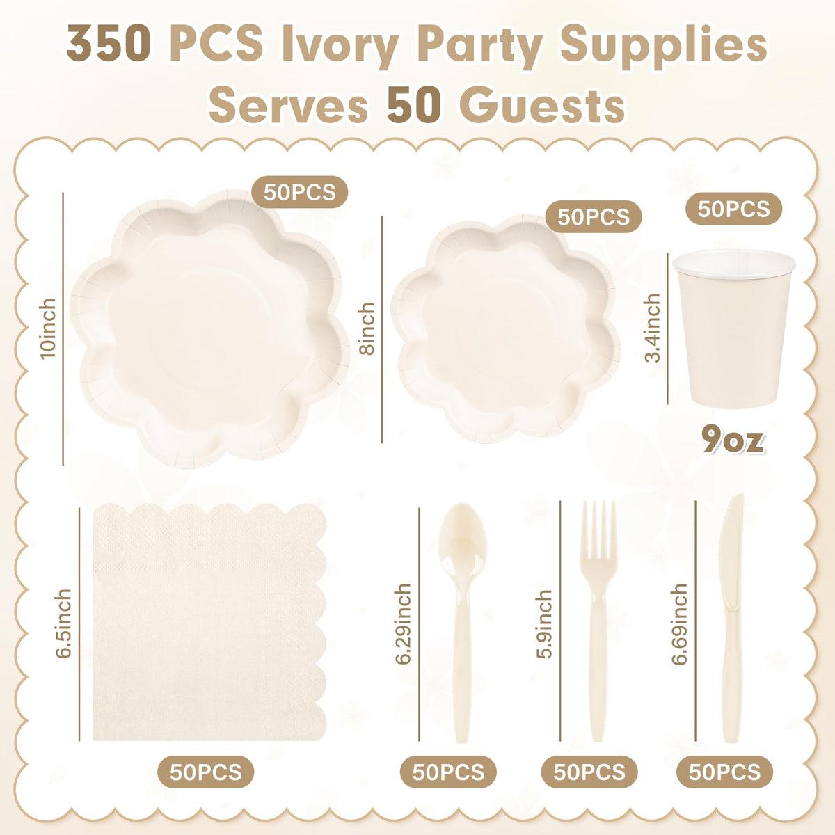 Blue and White Paper Tableware Set, Serves 50