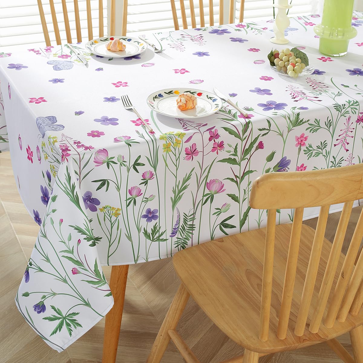 Blue and White Floral Tablecloth, Rectangle