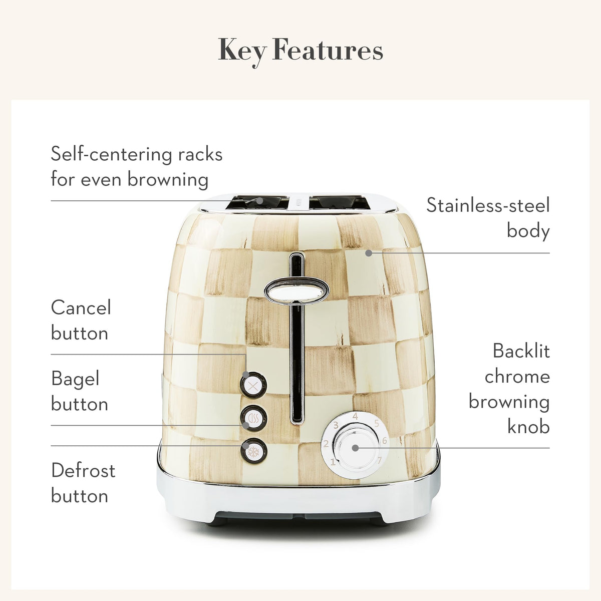 MacKenzie-Childs 2-Slice Toaster, Royal Check
