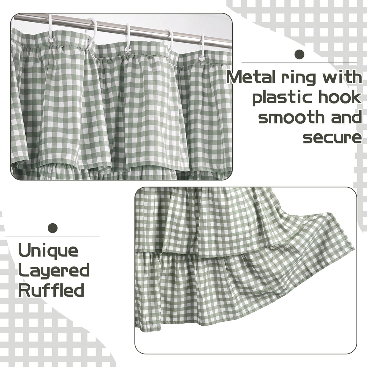 Ruffled Gingham Shower Curtain, 72 x 72