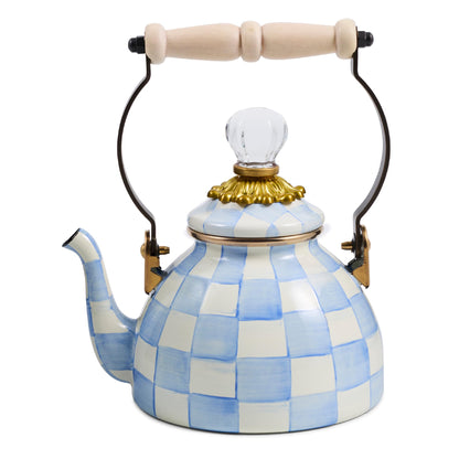 MacKenzie-Childs Enamel Tea Kettle, Royal Check