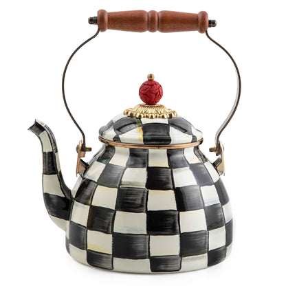 MacKenzie-Childs Enamel Tea Kettle, Royal Check